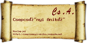 Csepcsányi Anikó névjegykártya