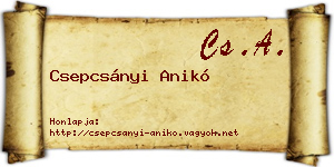 Csepcsányi Anikó névjegykártya